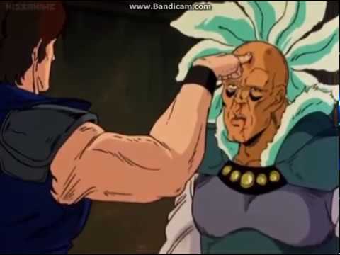 Kenshiro interrogates a man