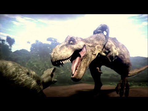 T - Rex (Tyrannosaurus Rex) vs Velociraptor Fight