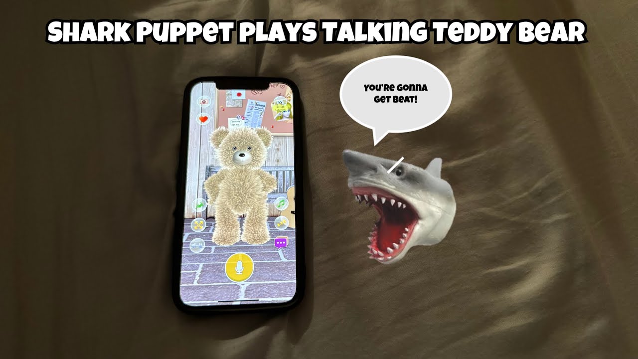 SB Movie: Shark Puppet plays Talking Teddy Bear!