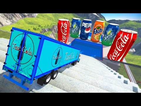 DEADLIEST Rollover Crashes Cars vs Giant Coca-Cola Pool | Cars vs Stairs – BeamNG.Drive Game