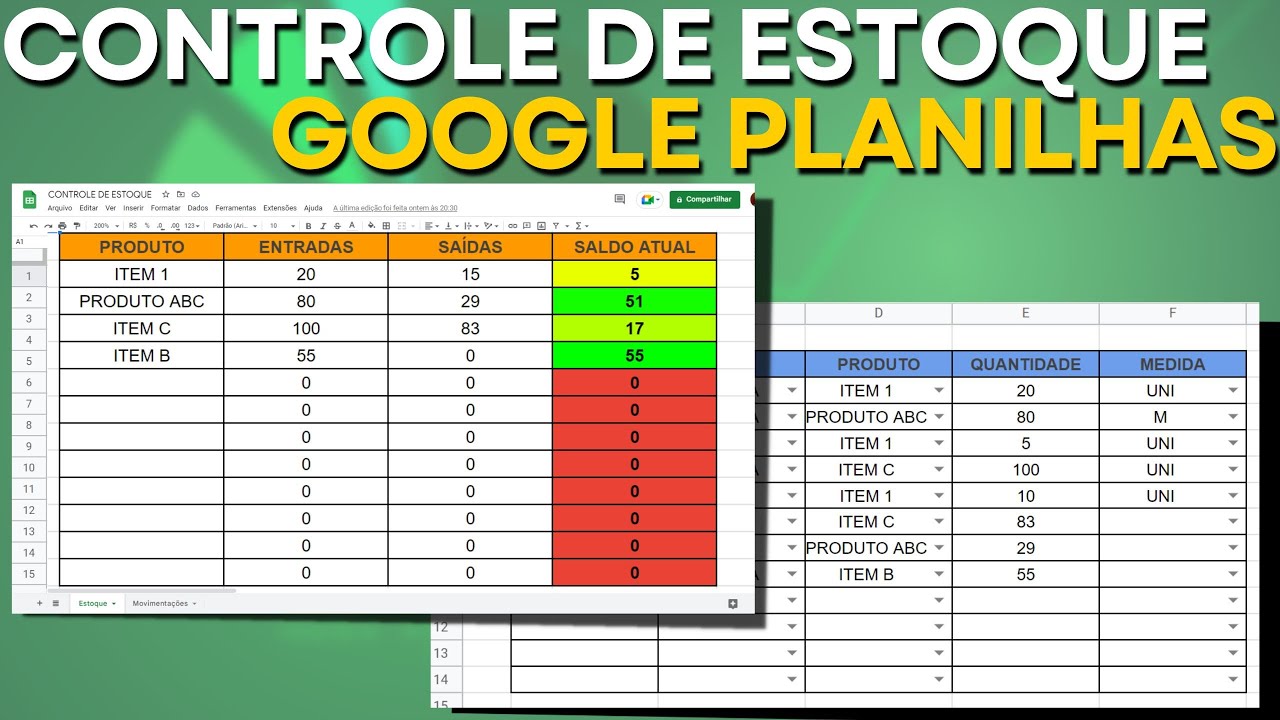 Planilha de Controle de Estoque no Google Planilhas | Como usar o Google Sheets