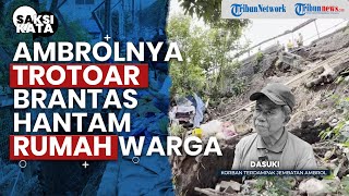 Trotoar Jembatan Brantas Ambrol, Material Longsor Hantam Rumah Warga  di Malang
