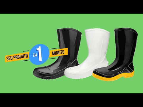 Video thumbnail of Bota de PVC Vulcaflex Preta com Solado Amarelo Cano Médio Marluvas