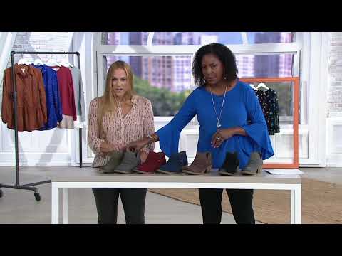 Earth Origins Suede Booties w/ Perforated Ruching - Amanda on QVC