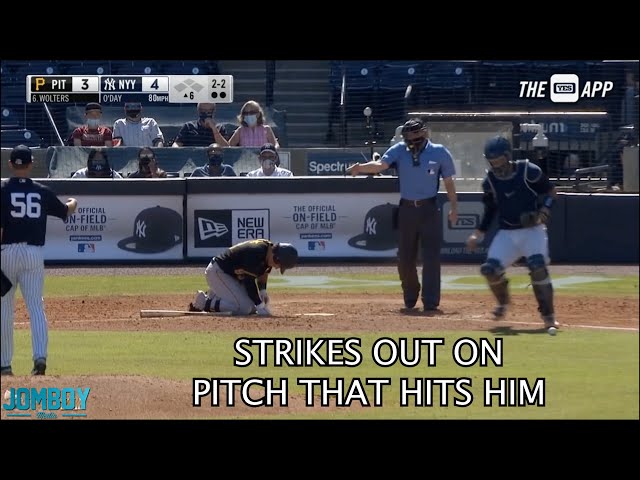 Batter Strikes out on a pitch that hits him, a breakdown