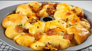 Fluffy Bacon And Cheese Pull Apart Bread