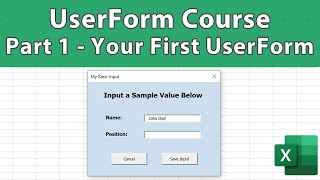 Excel UserForm Course 1 - Your First UserForm