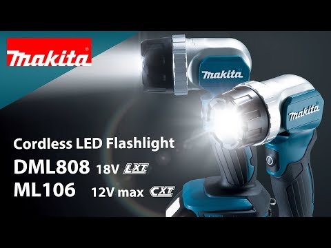 Makita prožektorius DML808 18V be akumuliatoriaus ir kroviklio video