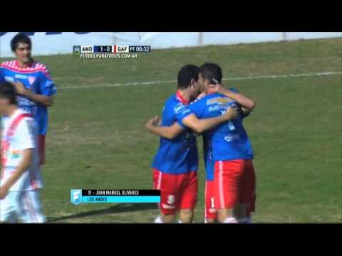 Gol de Olivares. Los Andes 1 - Guaraní 0. Fecha 25. B Nacional 2015. FPT