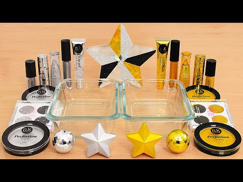 Silver vs Gold - Mixing Makeup Eyeshadow Into Slime ASMR