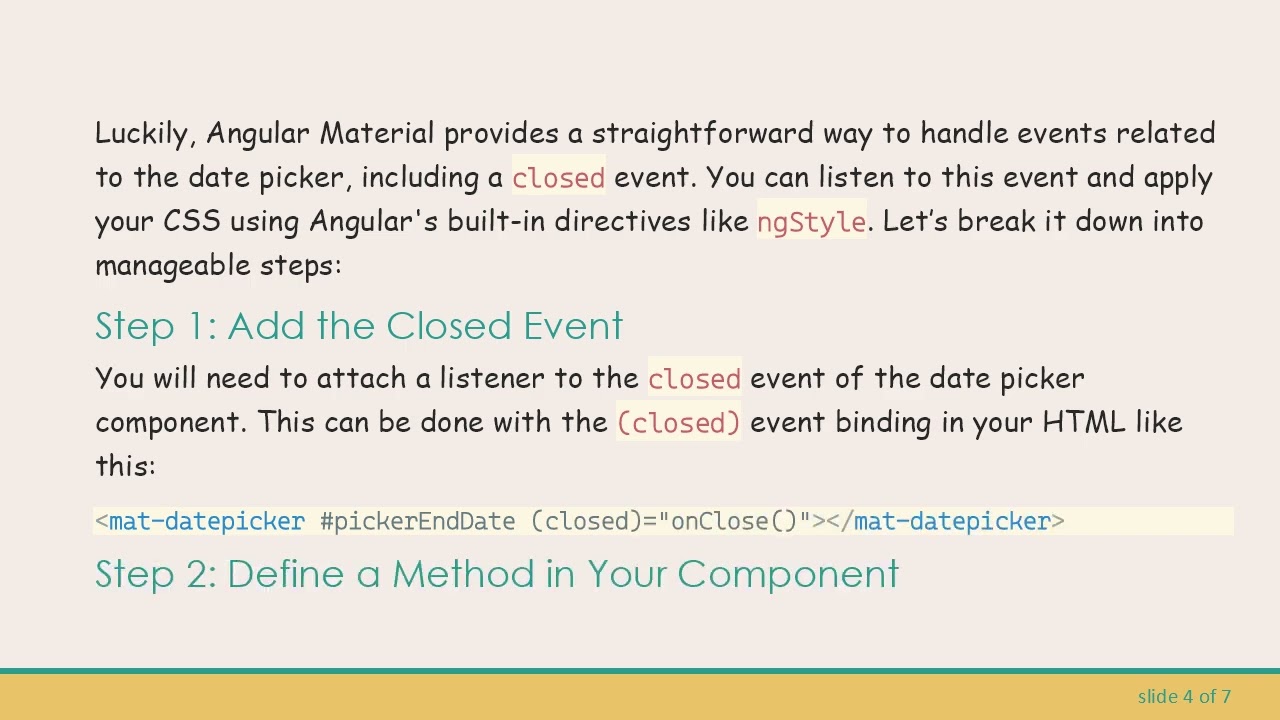 Applying Custom CSS on Angular Material Date Picker Close Event