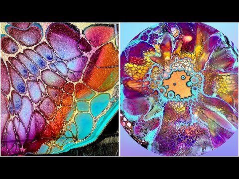 (87) Copper & Silver Cell Activator Bloom Technique/Fluid Art/Acrylic Poring/フルイドアート/ブルームテクニック