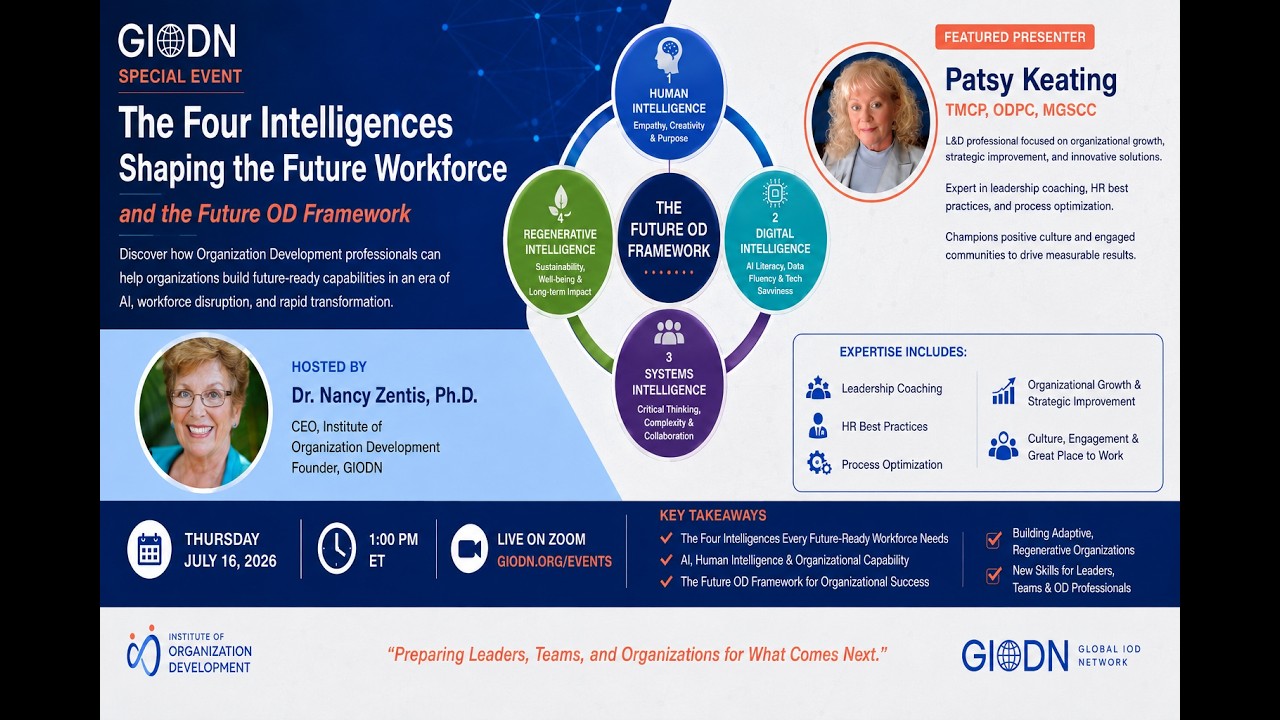 "The Four Intelligences Shaping the Future Workforce and the Future OD Framework" with Dr. Nancy Zentis & Patsy keating