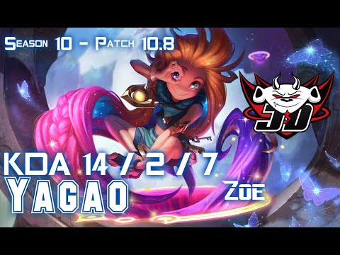 JDG Yagao ZOE vs SYNDRA Mid - Patch 10.8 KR Ranked