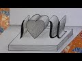 3d Drawing I Love You On A Flat Paper How To Write Art