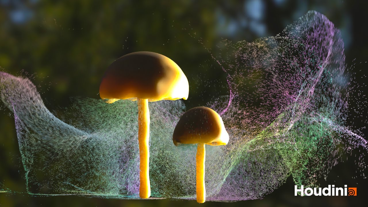Mushroom Releases Spores | Particles Simulation Effect in Sidefx Houdini