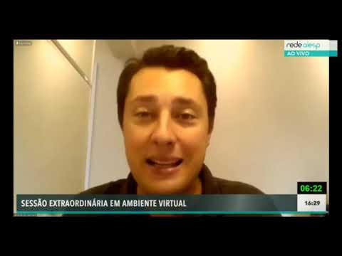 Deputado Rodrigo Gambale fala em sessão virtual para votação do Decreto de Calamidade Pública