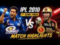MI VS RCB 1st SEMI FINAL 2010 IPL HIGHLIGHTS DLF IPL 2010 Highlights