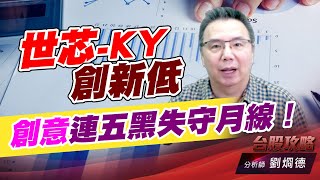 世芯-KY創新低，創意連五黑失守月線！｜台股攻略｜劉烱德 (圖)