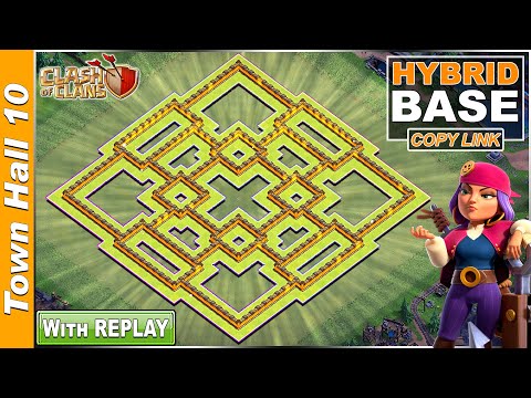 BEST TH10 HYBRID (FARMING/TROPHY) Base with REPLAY 2020!! TH10 base COPY LINK - Clash of Clans