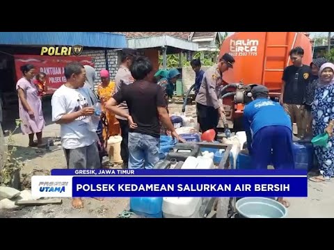 POLSEK KEDAMEAN SALURKAN AIR BERSIH DESA GLINDAH