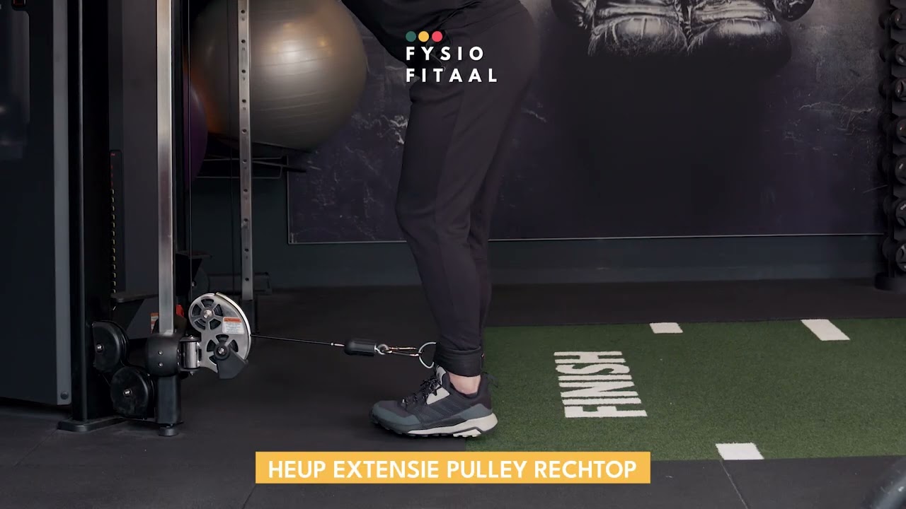 Video thumbnail: Heup extensie pulley rechtop — instructievideo