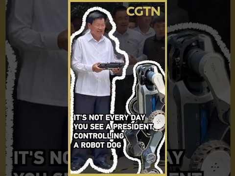 Lao president takes control of robot dog during China visit