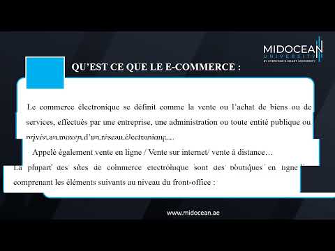 Commerce électronique le cours introductif Introduction au commerce électronique Midocean University