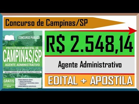Edital Concurso Público Campinas SP 2019 - Apostila Para Agente Administrativo