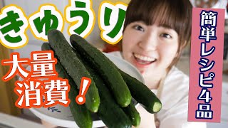  - 【きゅうりを大量消費】超簡単おいしいレシピで４品たくさん作る！【料理音フェチASMR】