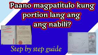 Paano magpatitulo kung portion lang ng mother title ang nabili?