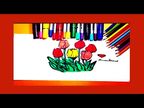 How to Draw Tulip flower easily for beginners