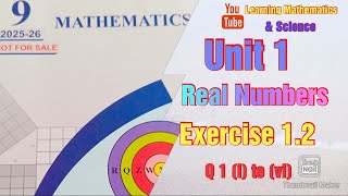 9th Exercise 1.2 Q 1 (i) to (vi)| Unit 1 Real numbers| Class 9th math new book