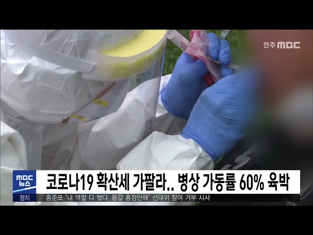 코로나19 확산세 가팔라..  병상 가동률 60% 육박