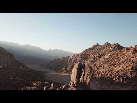 360 aerial drone shot of the Split Rock of Horeb in Arabia #2