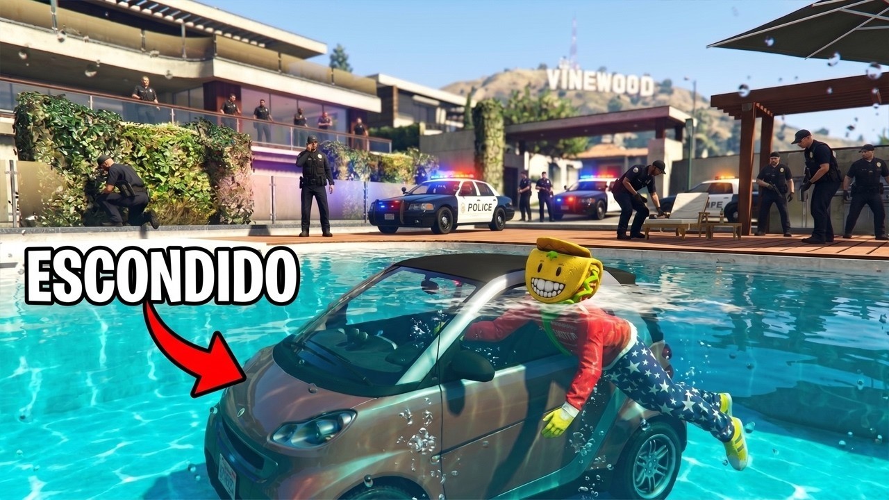 JUEGO al ESCONDITE con COCHES pero me ESCONDO en una PISCINA! INCREIBLE! - GTA 5 ONLINE