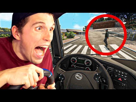 Verrückter Fußgänger läuft einfach auf die Straße | Truck Driver