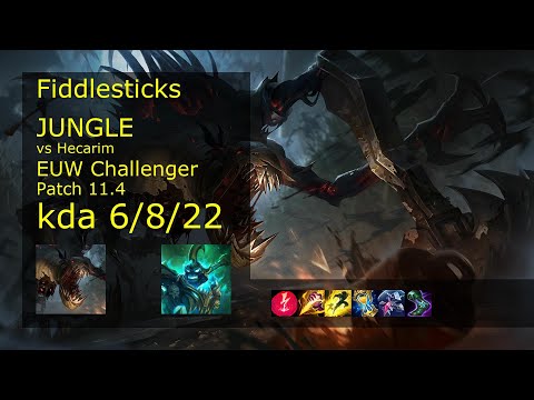 Fiddlesticks vs Hecarim Jungle - EUW Challenger 6/8/22 Patch 11.4 Gameplay