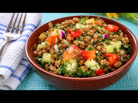High Protein Mediterranean Lentil Salad recipe