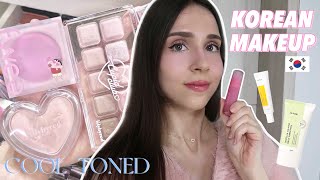 TRENDING KOREAN MAKEUP styles and products (cool-toned) on my Western features 🌸🧊✨🇰🇷  (ft iUNIK)