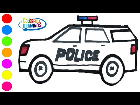 Glitter police SUV Car Coloring - Drawing and Painting for Kids