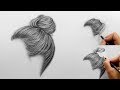 Step by Step | How to draw shade realistic hair bun with pencils | Emmy Kalia Step by Step | How to draw shade realistic hair bun with pencils | Emmy Kalia