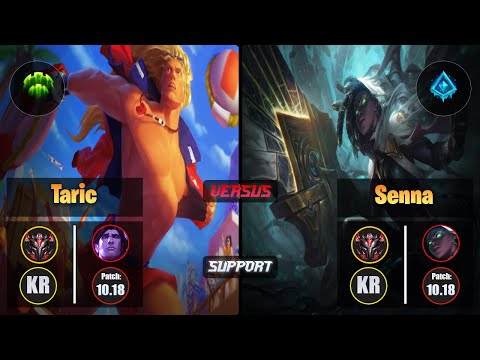 GrandMaster TARIC [Guardian] (Support) VS  SENNA - Grandmaster KR Patch 10.18