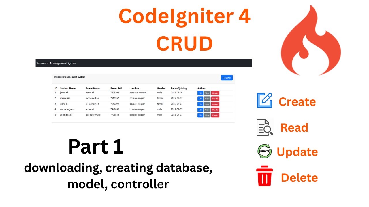 #1 CodeIgniter 4 CRUD Tutorial - Part 1: Download, Setup, Controller & Model