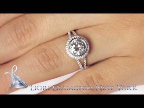 ER-SOLD-059 - 2.41 Carat H-VS2 Natural Round Diamond Engagement Ring 18k White Gold Pave Halo