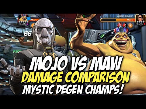 Mojo Vs Ebony Maw Damage Comparison | Mystic Degen Defense Beasts | Marvel Contest Of Champions