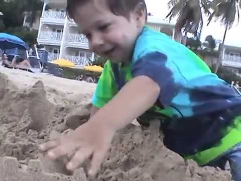 Mikey Destroys Sand Castle St. Thomas June 2009