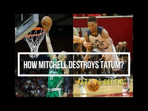 Donovan Mitchell crossover Jayson Tatum and put into Skates Celtics vs Jazz NBA Summer League 2017