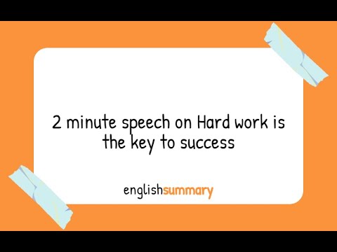 2 minute speech on Hard work is the key to success in English