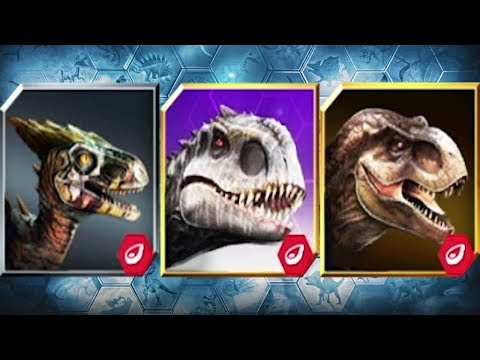 ALL GEN 2 DINOSAURS (INDOMINUS REX,TYRANNOSAURUS REX,VELOCIRAPTOR) - Jurassic World The Game